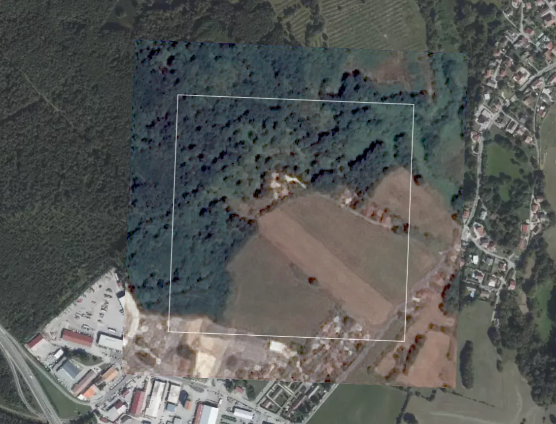 Avant l’installation du campement : vue satellite du périmètre de surveillance