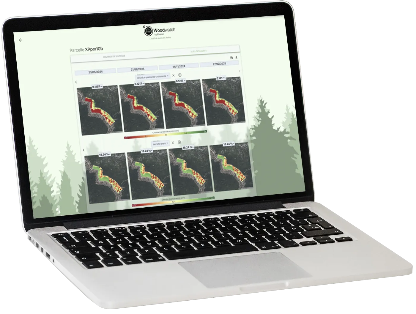 Interface Woodwatch de suivi forestier