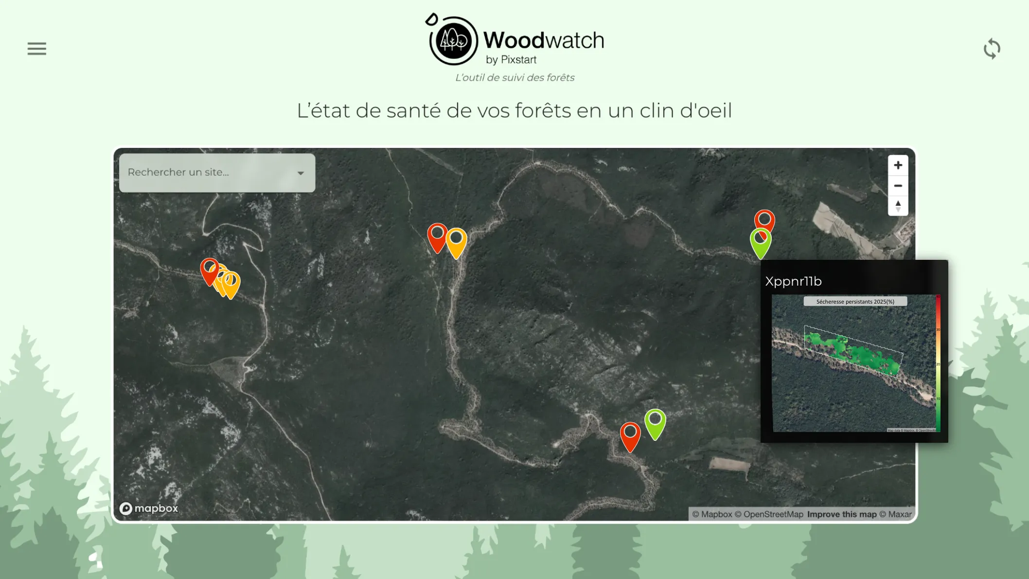 Cas d'usage Woodwatch sur dépérissement d'un massif forestier